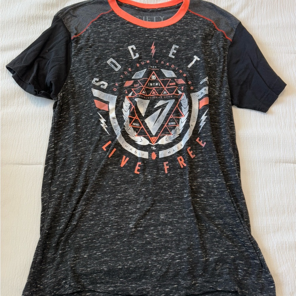 Society Live Free Graphic Tee - Black and Orange